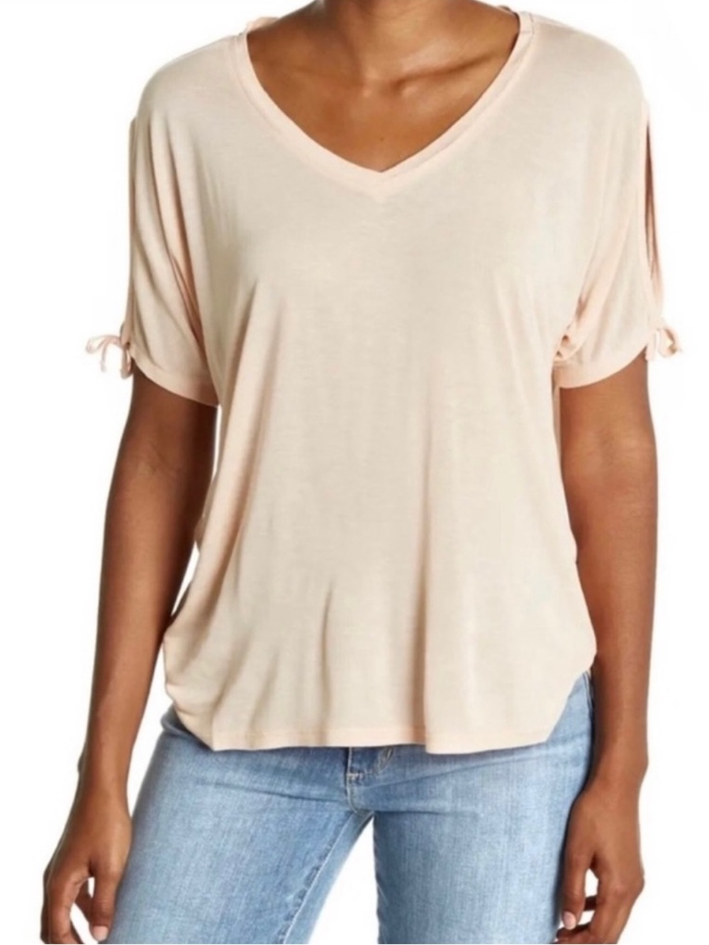 NEW ALLSAINTS PINK V-NECK T-SHIRT
